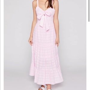 Likely STASIA DRESS pink midi dress with bow